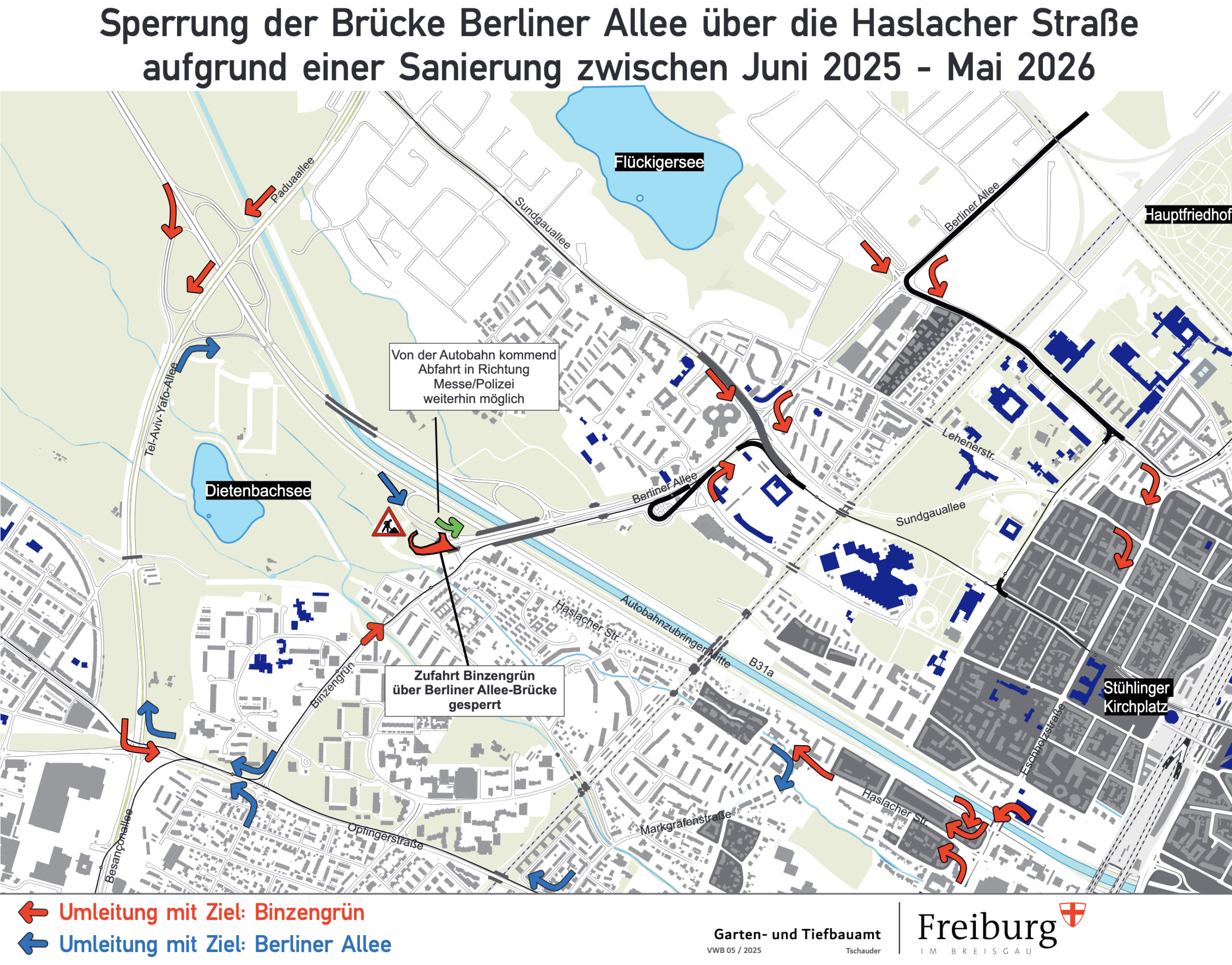 Brückensanierung Berliner Allee in Freiburg: Vollsperrung ab 16. Juni