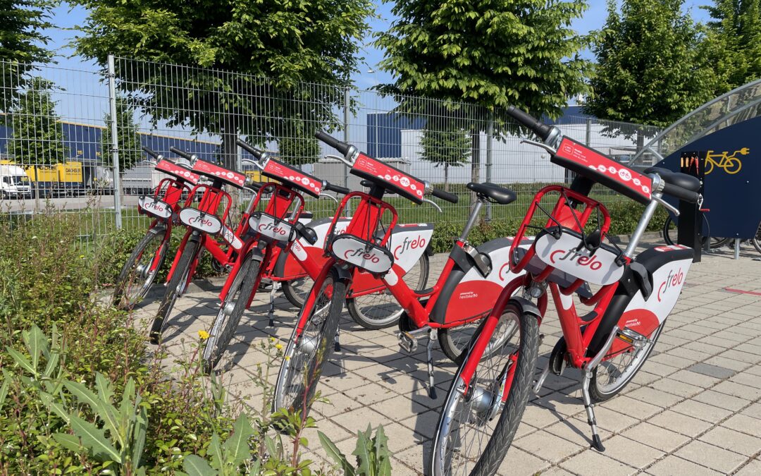 Fahrradverleih Frelo im Gewerbepark Breisgau bei Eschbach gut genutzt
