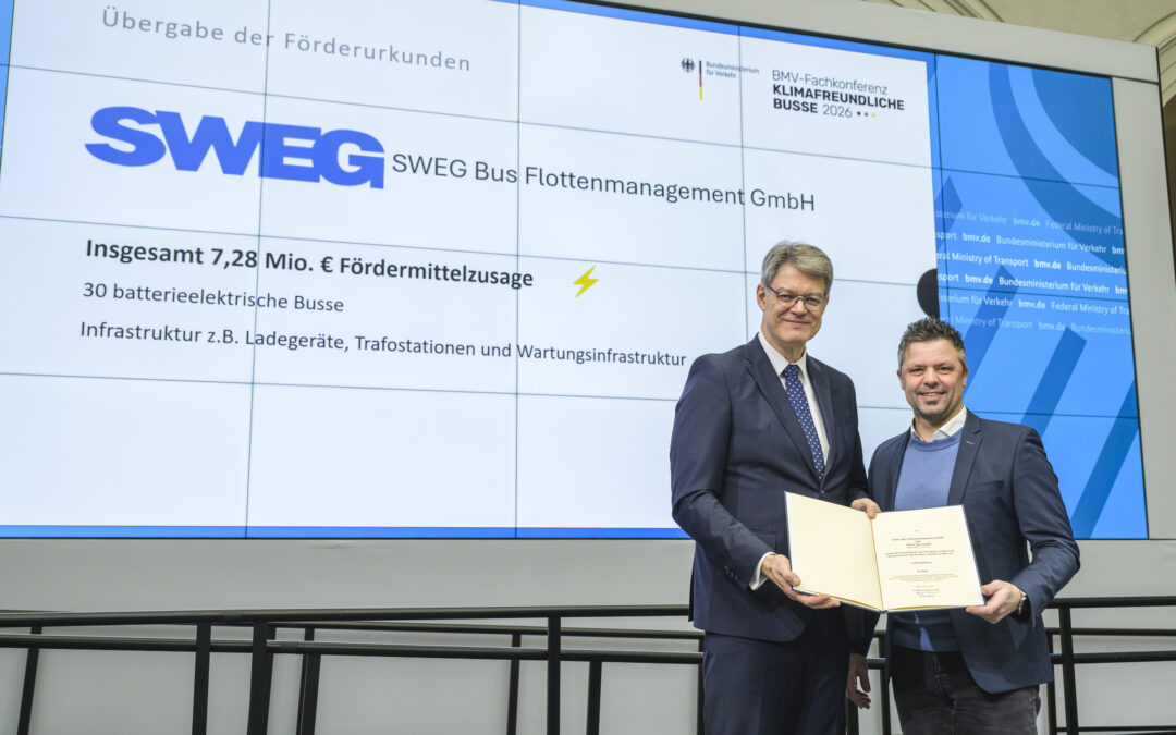 SWEG erhält 7,28 Millionen Euro für 30 Elektrobusse