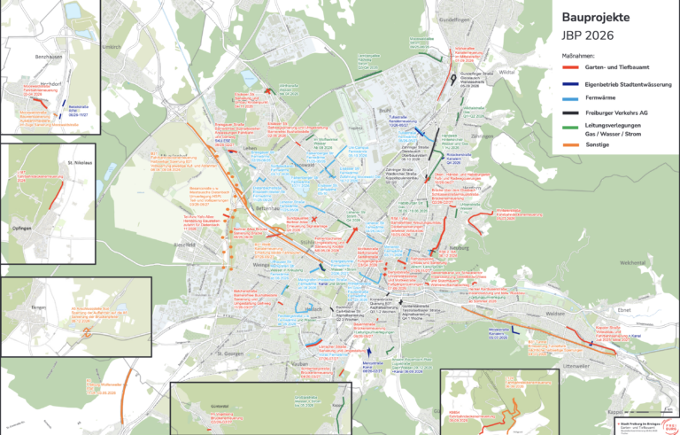 Baustellen in Freiburg 2026: Sperrungen und Großprojekte