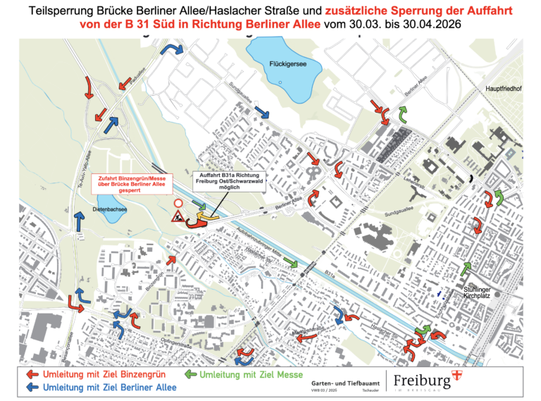 Brückensperrung in Freiburg: Berliner Allee betroffen