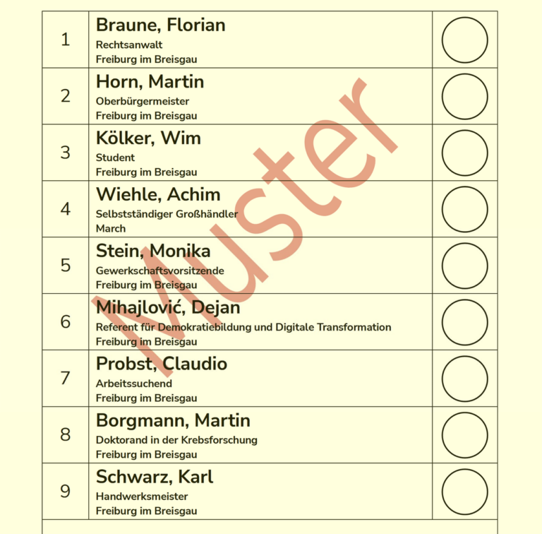 OB-Wahl in Freiburg: Das sind die 9 zugelassenen Kandidaten