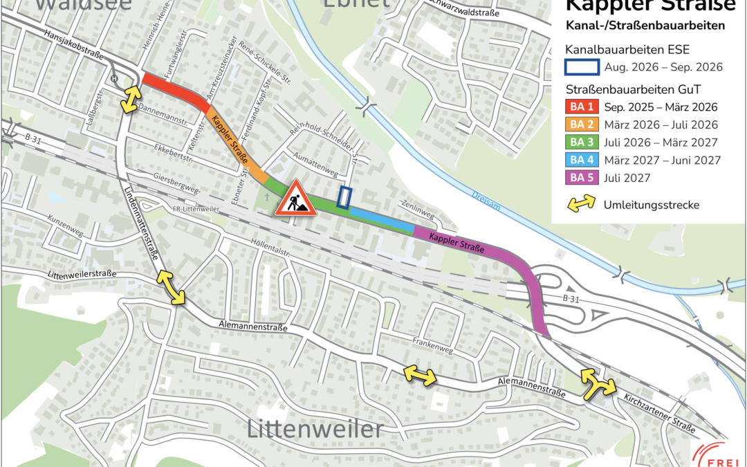 Kappler Straße in Freiburg: Neue Vollsperrung bis März 2027