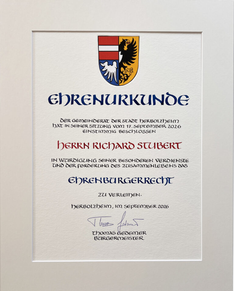 Herbolzheim ernennt Richard Stubert zum Ehrenbürger